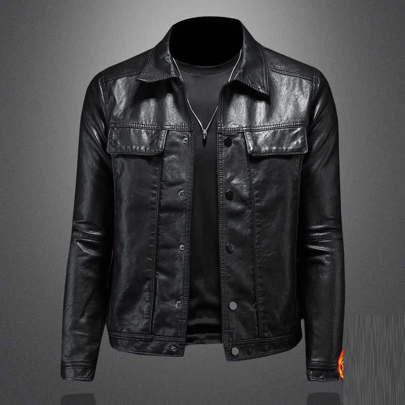Men's lapel motorcycle slim fit simple casual jacket