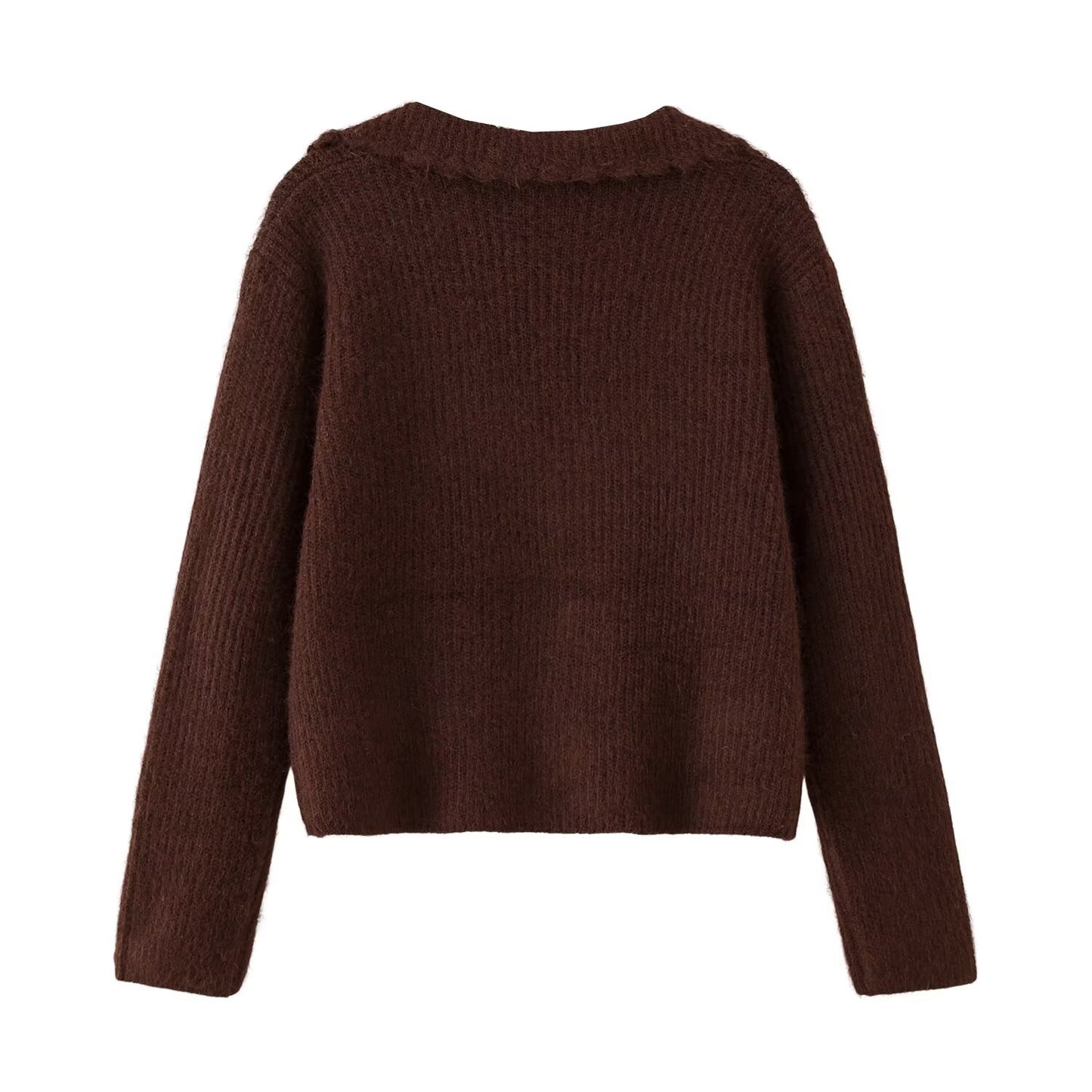 Pearl button decoration long sleeved cardigan jacket knitted sweater