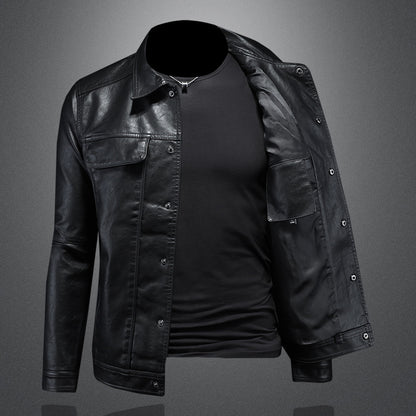 Men's lapel motorcycle slim fit simple casual jacket