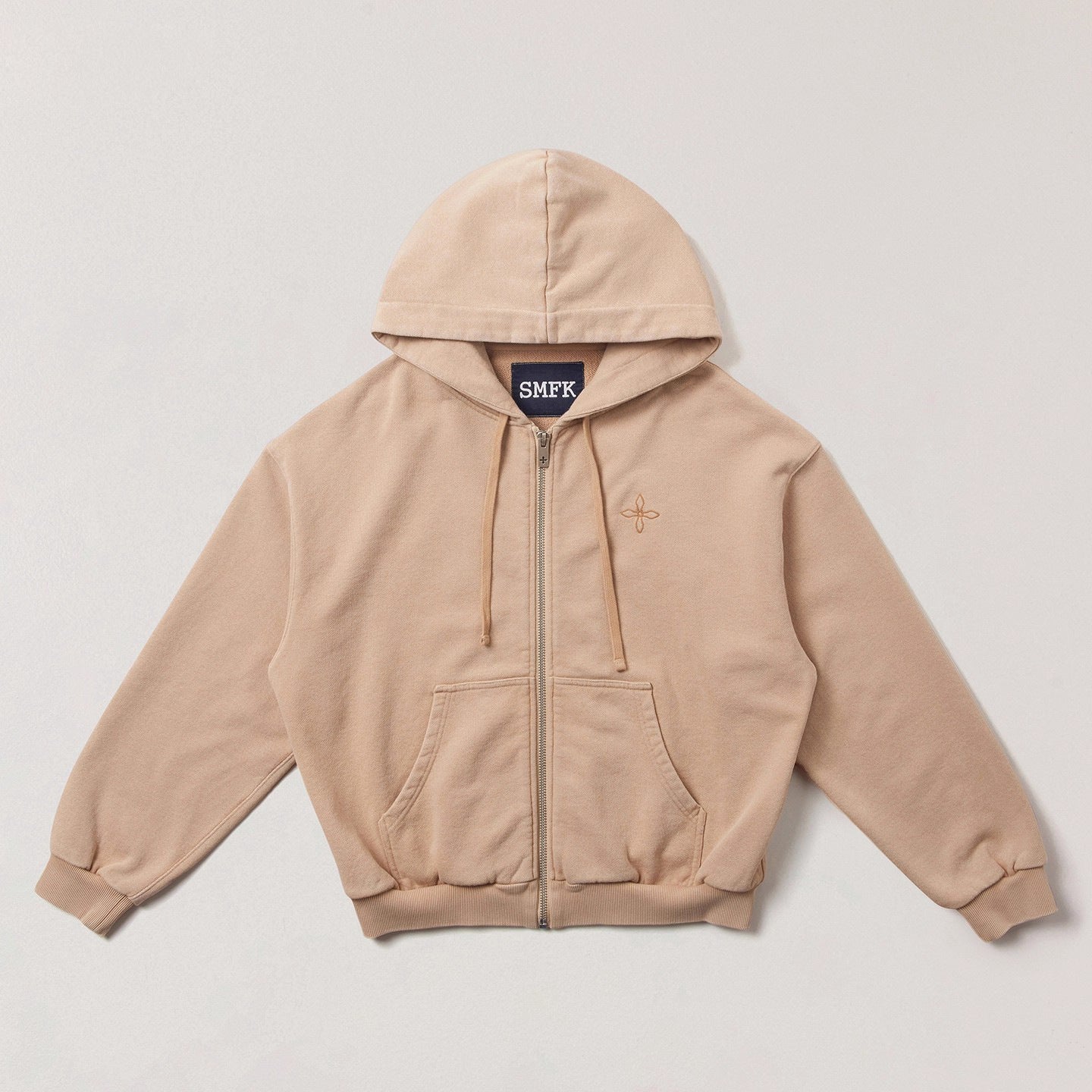 SMFK Cross Statue Oversized Zip-Up Hoodie CH005S1/DK/CF Embroidered Cotton Casual Open Front Hoodie