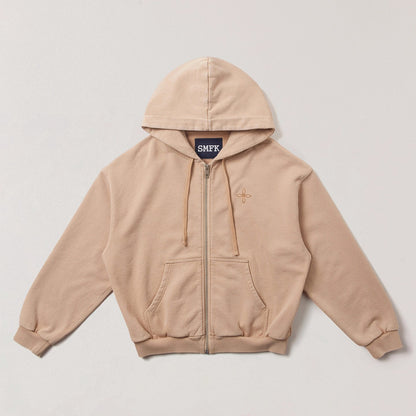 SMFK Cross Statue Oversized Zip-Up Hoodie CH005S1/DK/CF Embroidered Cotton Casual Open Front Hoodie