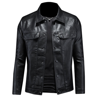 Men's lapel motorcycle slim fit simple casual jacket