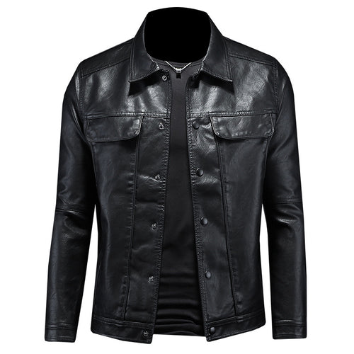 Men's lapel motorcycle slim fit simple casual jacket